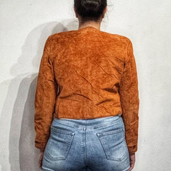 Lord & Taylor Camel Vintage Suede Leather Jacket Sz 10 - Picture 11 of 15